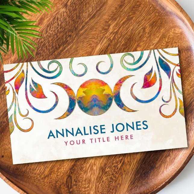 Colourful Triple Moon - Triple Goddess Ornament  Business Card (Creator Uploaded)