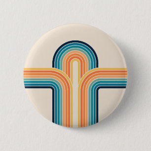 Colourful triple retro arches 6 cm round badge