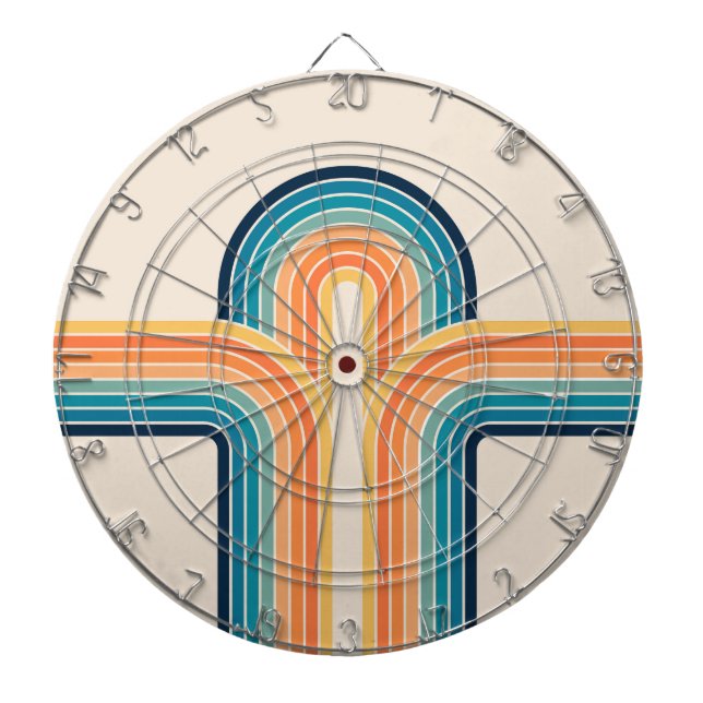 Colourful triple retro arches dartboard (Front)