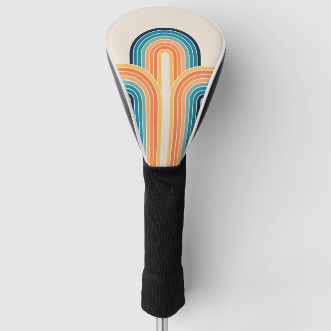 Colourful triple retro arches golf head cover (Front)