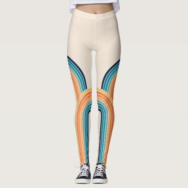 Colourful triple retro arches leggings (Front)