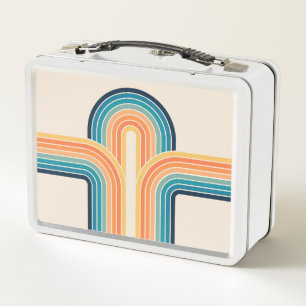 Colourful triple retro arches metal lunch box