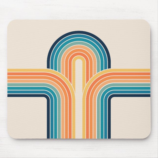 Colourful triple retro arches mouse mat (Front)