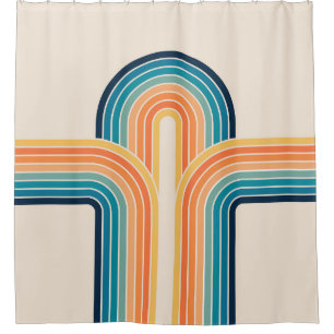 Colourful triple retro arches shower curtain