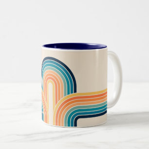 Colourful triple retro arches Two-Tone coffee mug