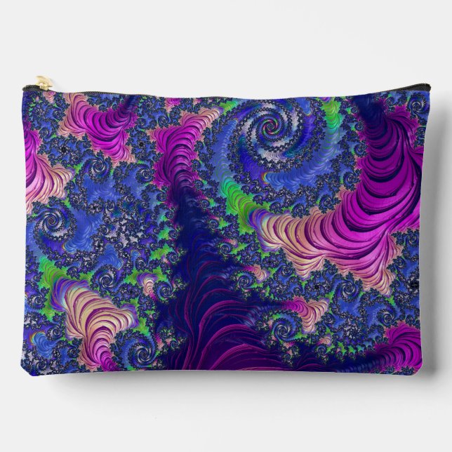 Colourful Trippy Boho Jewel Tone Rainbow Fractal Accessory Pouch (Front)