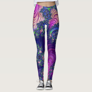 Colourful Trippy Boho Jewel Tone Rainbow Fractal Leggings