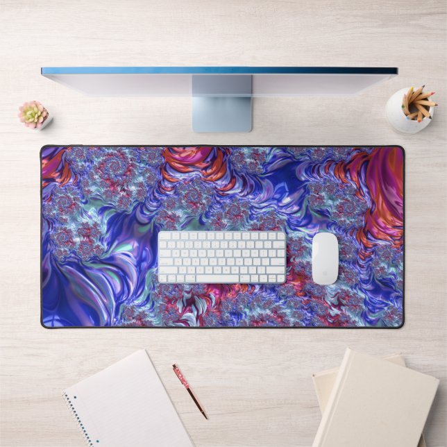 Colourful Trippy Groovy Digital Abstract Fractal Desk Mat (Office 1)