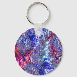 Colourful Trippy Groovy Digital Abstract Fractal Key Ring