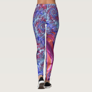 Colourful Trippy Groovy Digital Abstract Fractal Leggings