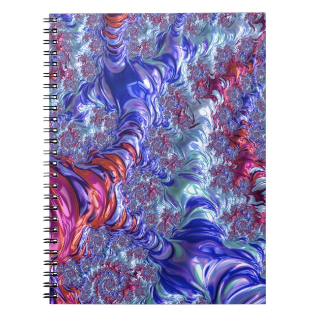 Colourful Trippy Groovy Digital Abstract Fractal Notebook (Front)