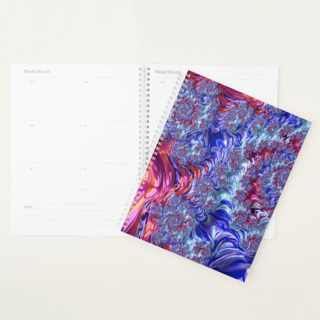 Colourful Trippy Groovy Digital Abstract Fractal Planner (Display)