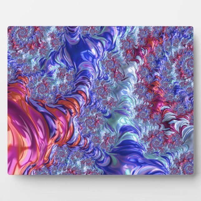 Colourful Trippy Groovy Digital Abstract Fractal Plaque (Front)