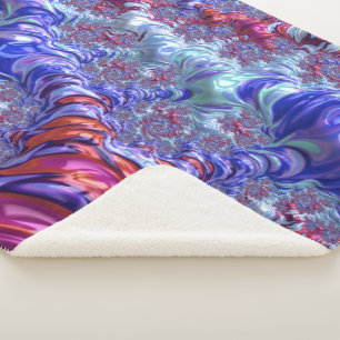 Colourful Trippy Groovy Digital Abstract Fractal Sherpa Blanket