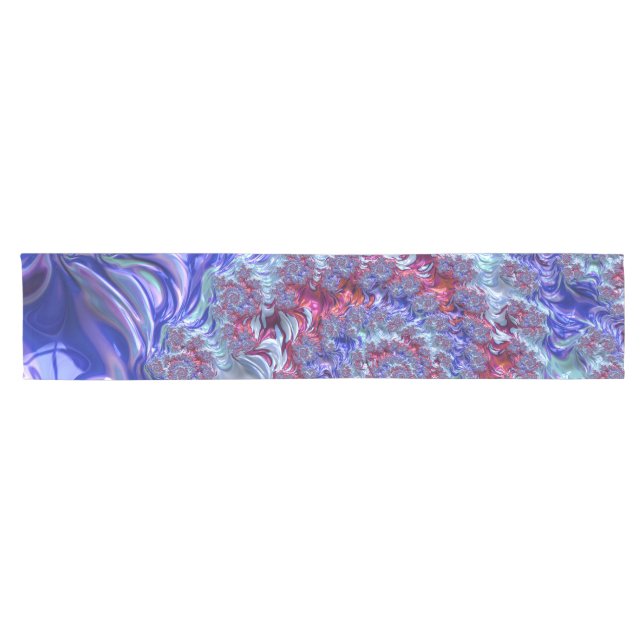 Colourful Trippy Groovy Digital Abstract Fractal Short Table Runner (Horizontal)