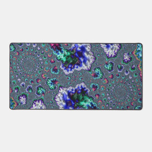 Colourful Trippy Groovy Spiral Abstract Fractal Desk Mat