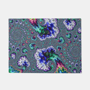 Colourful Trippy Groovy Spiral Abstract Fractal Doormat