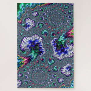 Colourful Trippy Groovy Spiral Abstract Fractal Ji Jigsaw Puzzle