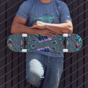 Colourful Trippy Groovy Spiral Abstract Fractal Skateboard