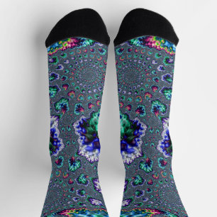 Colourful Trippy Groovy Spiral Abstract Fractal Socks