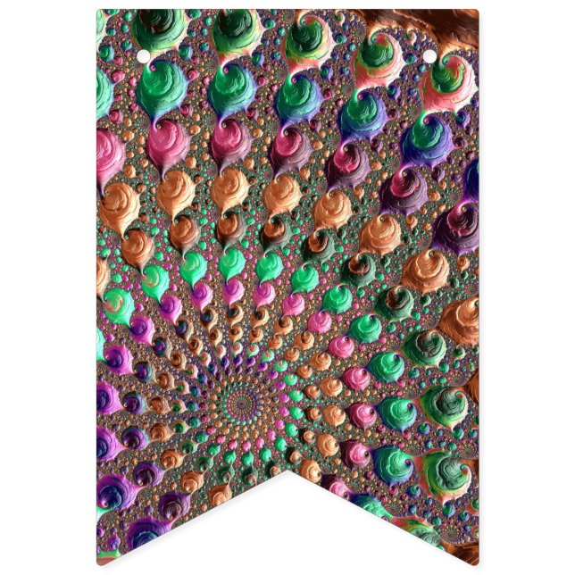Colourful Trippy Groovy Vibrant Spiral Fractal Art Bunting (First Flag)