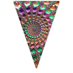 Colourful Trippy Groovy Vibrant Spiral Fractal Art Bunting