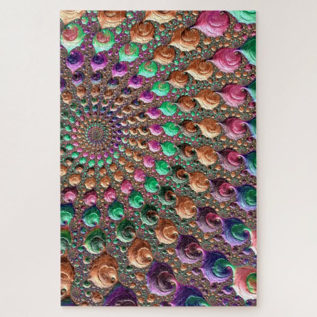 Colourful Trippy Groovy Vibrant Spiral Fractal Art Jigsaw Puzzle (Vertical)