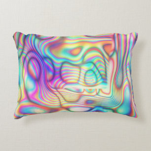 Colourful Trippy Holo Holographic Decorative Cushion