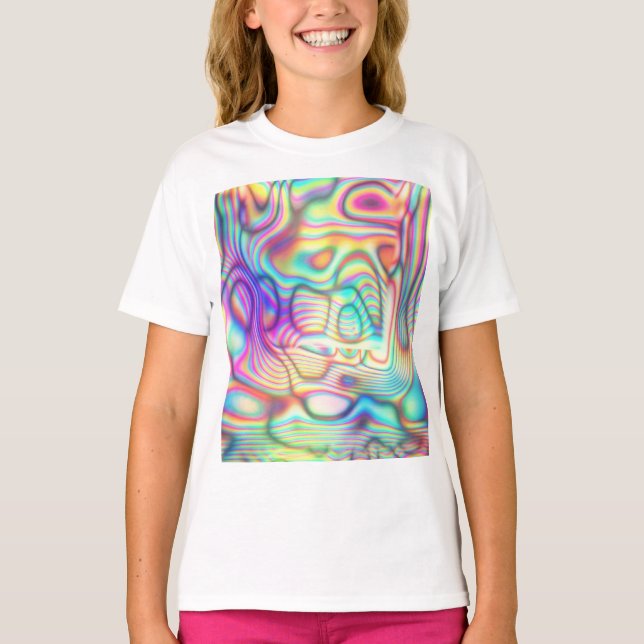 Colourful Trippy Holo Holographic T-Shirt (Front)