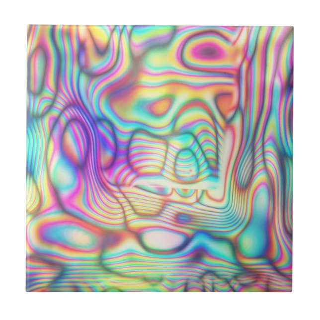 Colourful Trippy Holo Holographic Tile (Front)