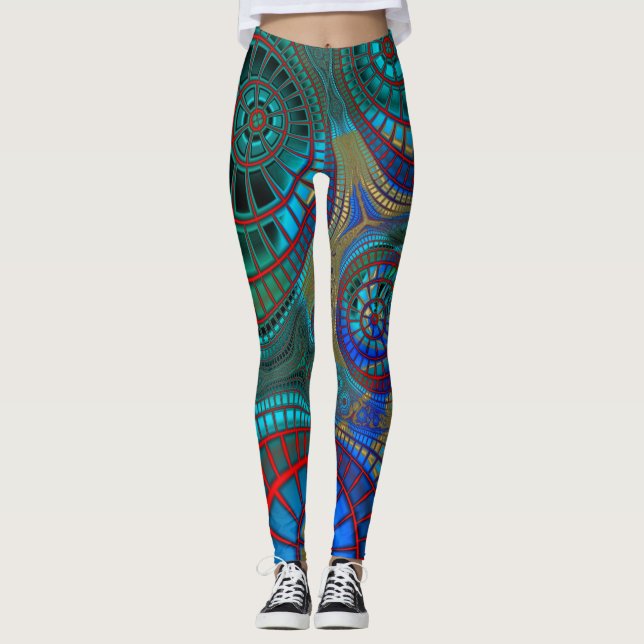 Colourful Trippy Spirals Leggings (Front)