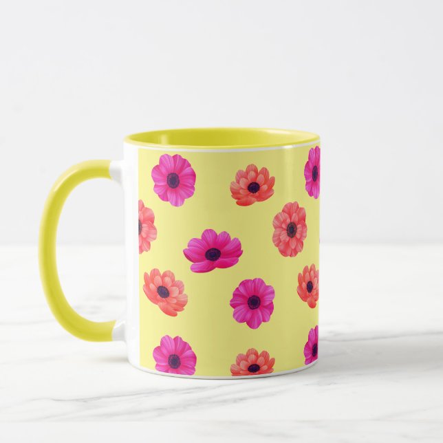 Colourful Tropical 3D Spring Flowers Pattern  Mug (Left)