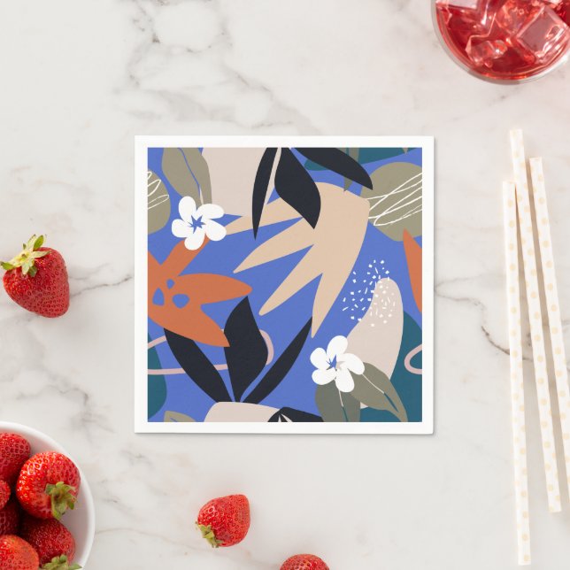 Colourful tropical abstract pattern napkin (Insitu)