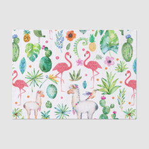 Colourful Tropical Animals Flowers & Leafs Pattern Tissue Paper