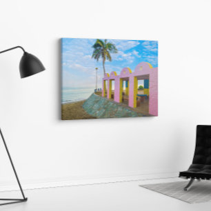 Colourful Tropical Beach Pavilion Coastal Canvas Print