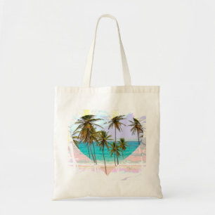 Colourful Tropical Beach Tote Bag Heart
