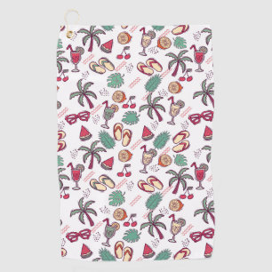 Colourful tropical beach vacation themed pattern golf towel