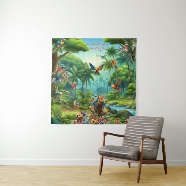 Colourful tropical birds among vibrant, lush plans tapestry (In Situ)