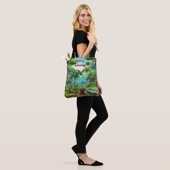Colourful Tropical Birds among Vibrant, Lush Plant Tote Bag (On Model)