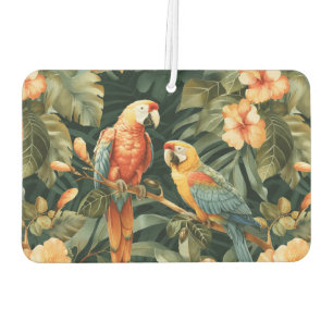 Colourful tropical birds and flowers pattern car air freshener