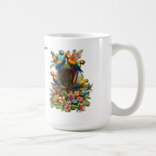 Colourful Tropical Birds & Vibrant Lush Plants Coffee Mug