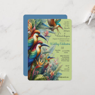 Colourful Tropical Birds & Vibrant Lush Plants Invitation
