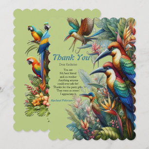 Colourful Tropical Birds & Vibrant Lush Plants Thank You Card