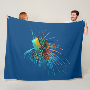 Colourful Tropical Blue Caribbean Fish Fleece Blanket