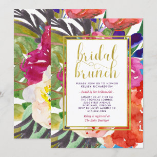 Colourful Tropical Bridal Brunch Invitation
