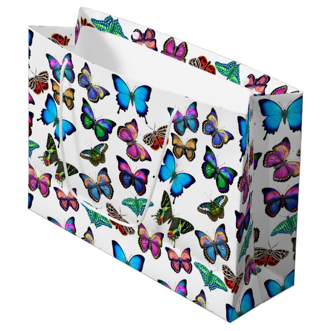 Colourful Tropical Butterflies Gift Bag (Front Angled)