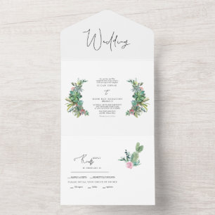 Colourful Tropical Cactus All In One Wedding All In One Invitation