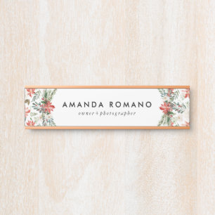 Colourful tropical Christmas poinsettia Door Sign