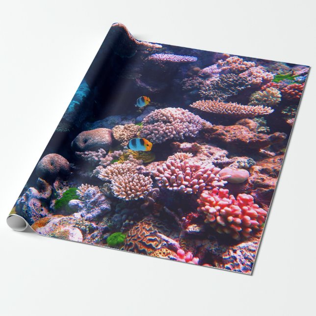 Colourful Tropical Coral Reef Wrapping Paper (Unrolled)