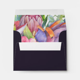 Colourful Tropical Dark Purple Self Addressed RSVP Envelope